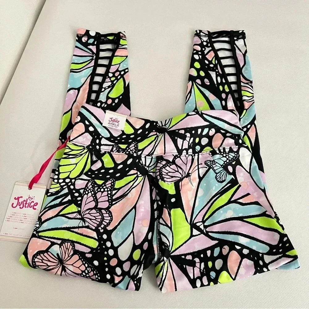 Justice Ankle Girls Butterfly Print Collection Legging Multicolored High Rise - Picture 2 of 13